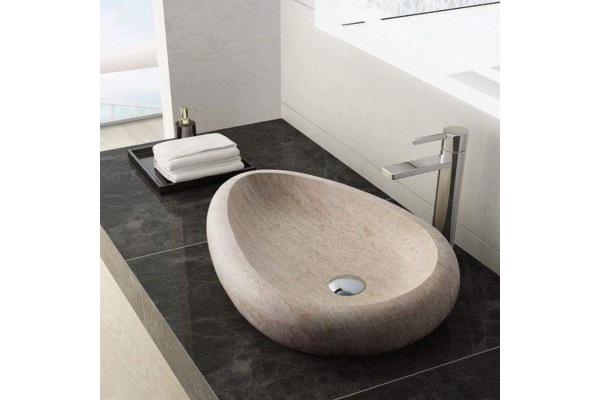 Oval Traverten Lavabo